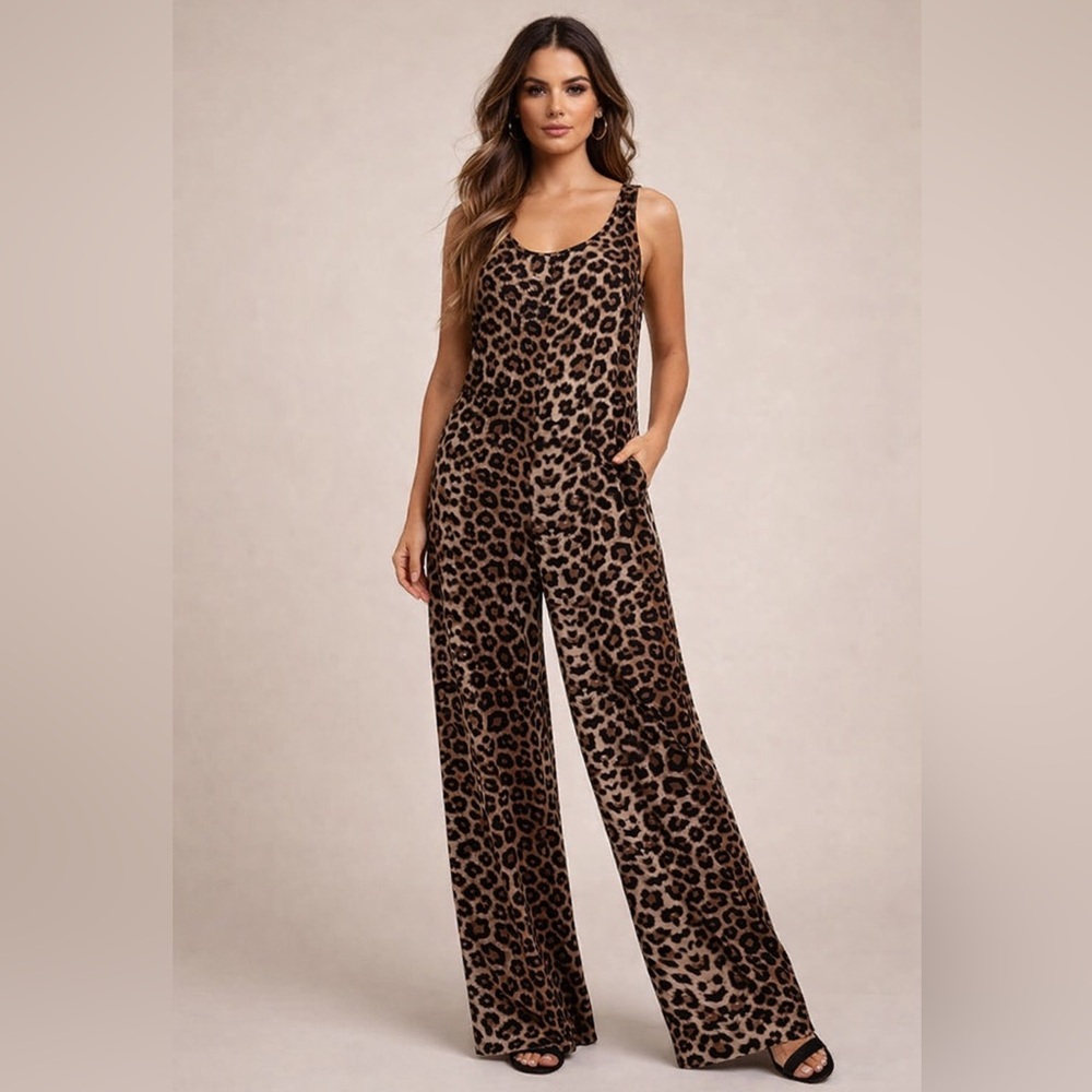 🌸☀️ Leopard Print Sleeveless Jumpsuit